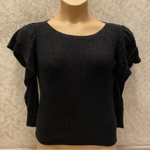 Express Black Ruffle Cut Out Sleeve Sweater